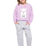 Dívčí pyžamo Sofie fialové s potiskem lamy