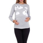 Kojící a těhotenské pyžamo Melany šedé s obláčky