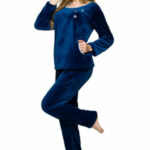 Soft dámské pyžamo Berta modré s výšivkou