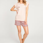 Yoclub Dámské krátké bavlněné pyžamo PIA-0028K-A110 Růžové